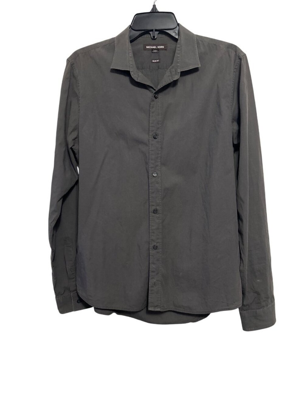 Michael Kors Mens Slim Fit Black Button-Up Shirt M Long Sleeve